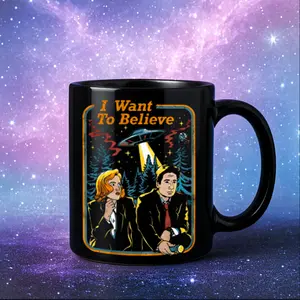 Alien Conspiracy Mug Sci-fi UFO Gift I Want To Believe Coffee Cup X Files Fan Merch Paranormal Enthusiast Ceramic Glossy Printed Tumbler Reuse Washable 11Oz
