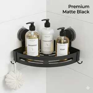 No-Drill Suction Shower Corner Shelf – Strong Hold Bathroom Organizer, Renter Friendly & Space Saving