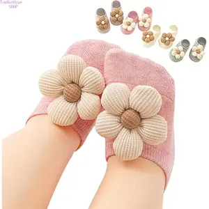 4-Pack Newborn Baby Girl Socks, Cute Animal & Flower Princess Design, Non-Slip Ankle Gripper Socks for Toddlers, Soft Comfortable Casual Everyday Wear
