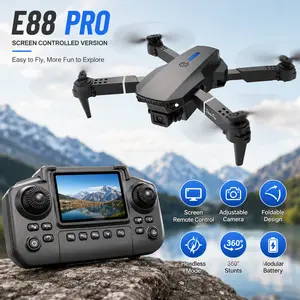 E88 PRO Foldable Drone with Built-in Screen Controller, Adjustable Camera, Modular Battery, Easy to Fly for Beginners