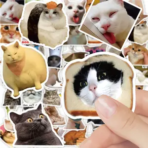 Cute Cat Emoticon Sticker Set, 50 Sheets Animal Graffiti Decals for Cars Skateboards Luggage, Cartoon Stickers for Daily Use, Universal Car Sticker