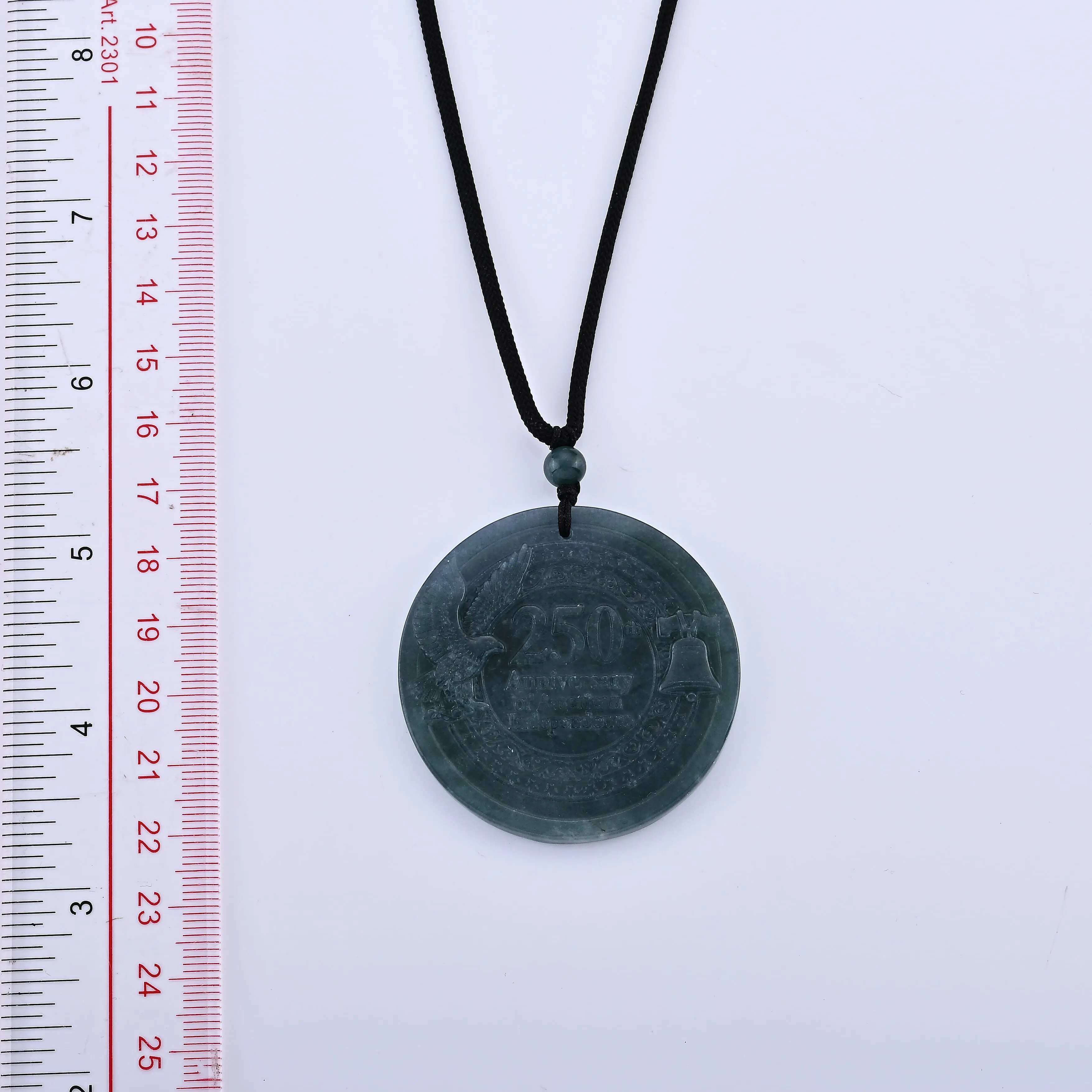 Natural Olmec Jadeite Carved Loyal Companion and Guardian Dog Cotton Cord Necklace (26-28 Inches) 55.00 ctw