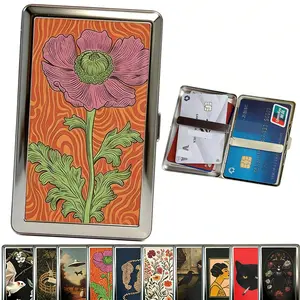 Vintage Style Versatile Metal Wallets Credit Card Case Women With RFID Protection Durable High-Polish Women Blocking Card Holder Men Credit ID Business Cards-Bat