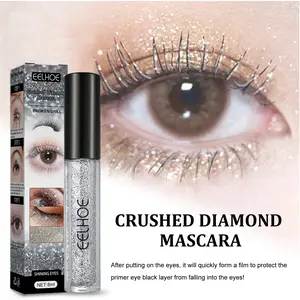 2PCS EELHOE Sparkling Sparkling Diamond Mascara Sets base, dries quickly, forms a film, and creates a sparkling tearful eye makeup effect without smudge Eyelash Glitter
