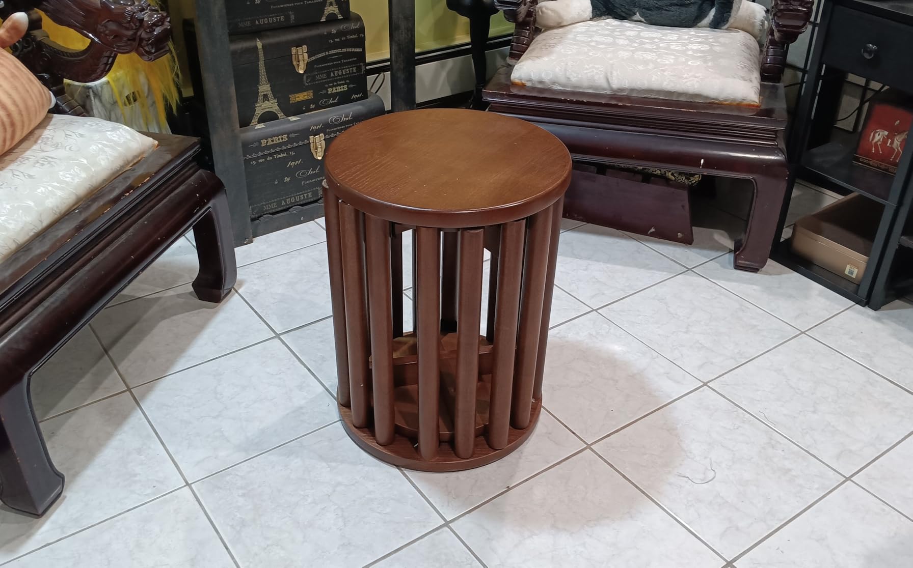 【HOT】Solid Wood Stackable Stools Set of 4,Wooden Stool,Sturdy and Durable,No Installation Required,Top Stackable Round Stools for Kitchen Island,Dining Room,Bedroom,Living Room, Space Saving