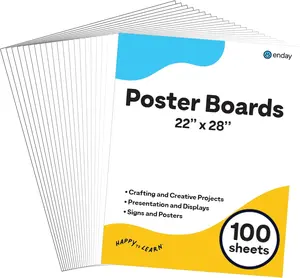 White Poster Board 22x28 Poster Paper, Value Poster Boards Pack of 100 Sheets Posterboard, Large Poster Board Bulk for School Supplies Art Craft Project Presentation - Enday