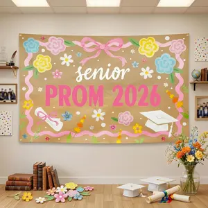 Senior Prom Night Decorations, Congrats Grad Banner Backdrop Class of 2026, Graduate Party Decor Sign, Photography Photo Booth Props Supplies, Send Off Gra