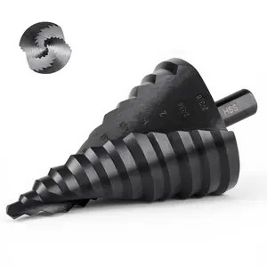 2-3/8" Unibit Step Drill Bit for Metal,  Drill Stepper Bit for Hard Metal Heavy Duty, 12 Sizes from 1/4" to 2-3/8", Spiral Grooved, C5BK
