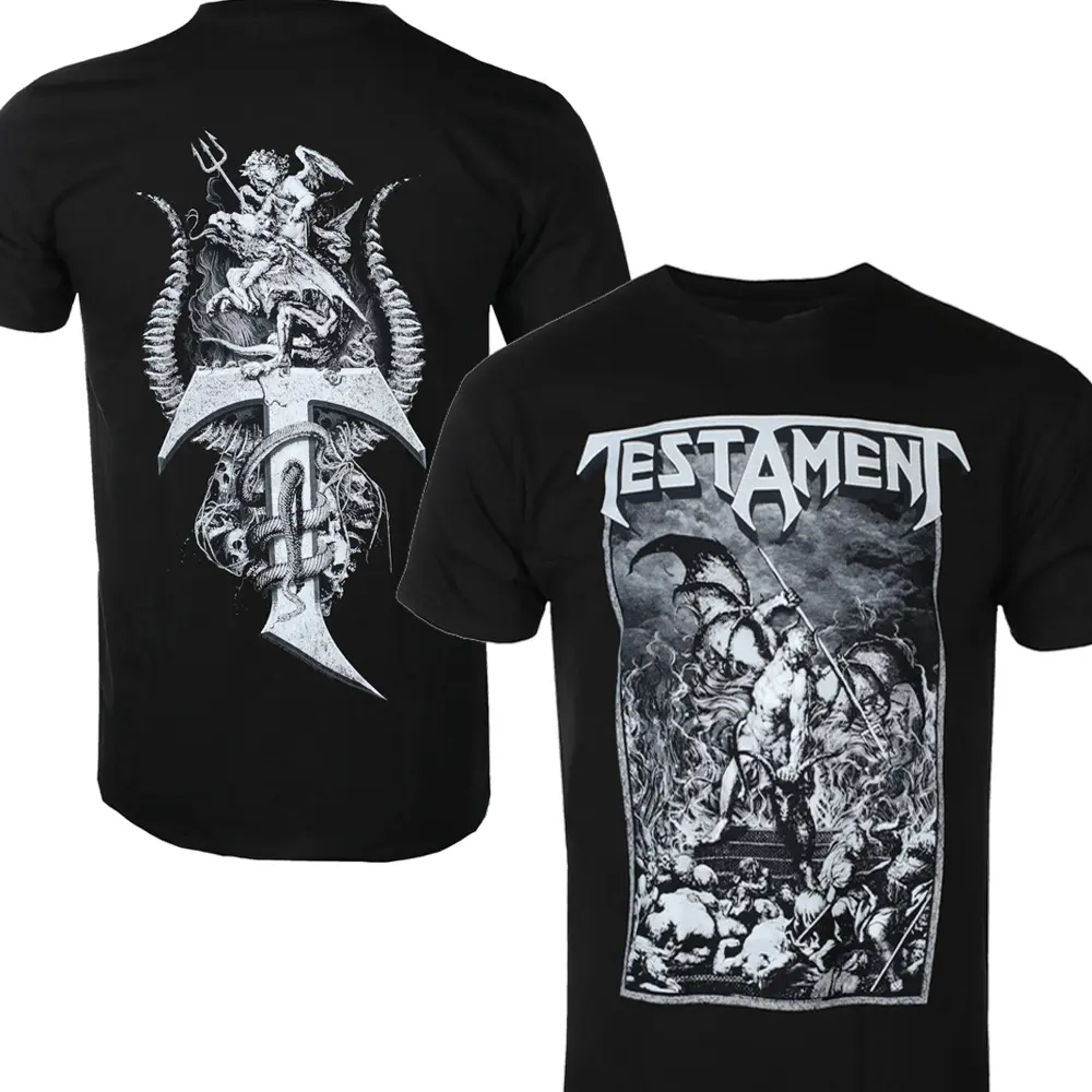 Gildan Women's Fitted Cotton Short-Sleeve Tee - Retro Testament Graphic Grunge Top for Thrash Metal Fans, Shortsleeve