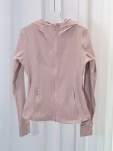 Women's Nylon Breathable Yoga Jacket, Quick-Dry Sports Coat, Slim Fit Hooded Sweatshirt, Two-Sided Fleece Lining, Gym Wear, Athletic Jackets