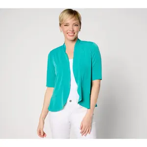 Susan Graver Liquid Knit Elbow-Sleeve Peplum Shrug