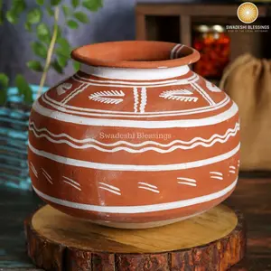 HandMade Clay Water Pot/ 100 % Eco-Friendly Earthen Water Pot/ Indian Traditional Matka, 6L/ Terracotta Jug/ Water Dispenser/ Clay Tumbler