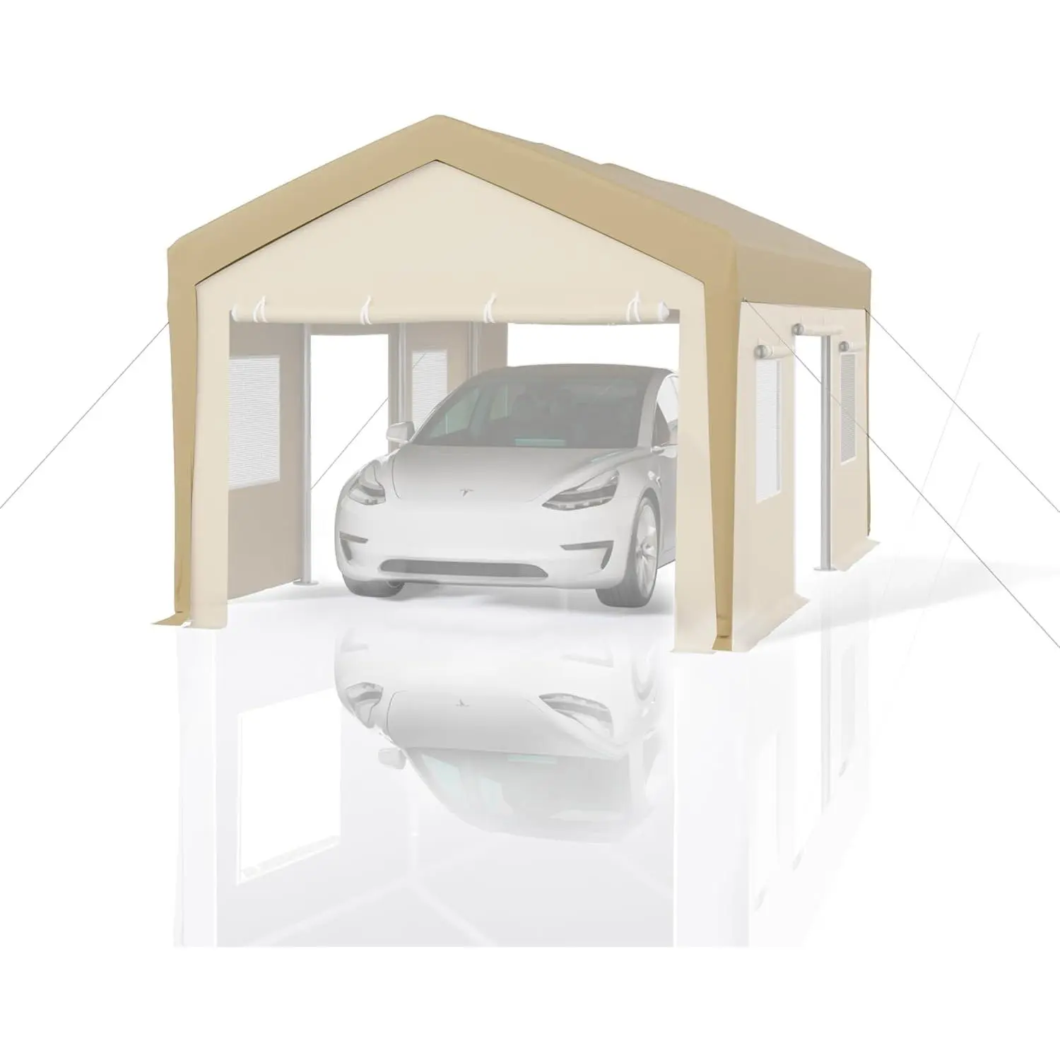 10x20Ft Carport, Portable Garage with Replacement Cover, 200g PE Cover, Heavy Duty Carport Canopy, Waterproof, UV Protected & Wind-Resistant, for Car, Truck, Boat, Yellow (Frame Not Included)