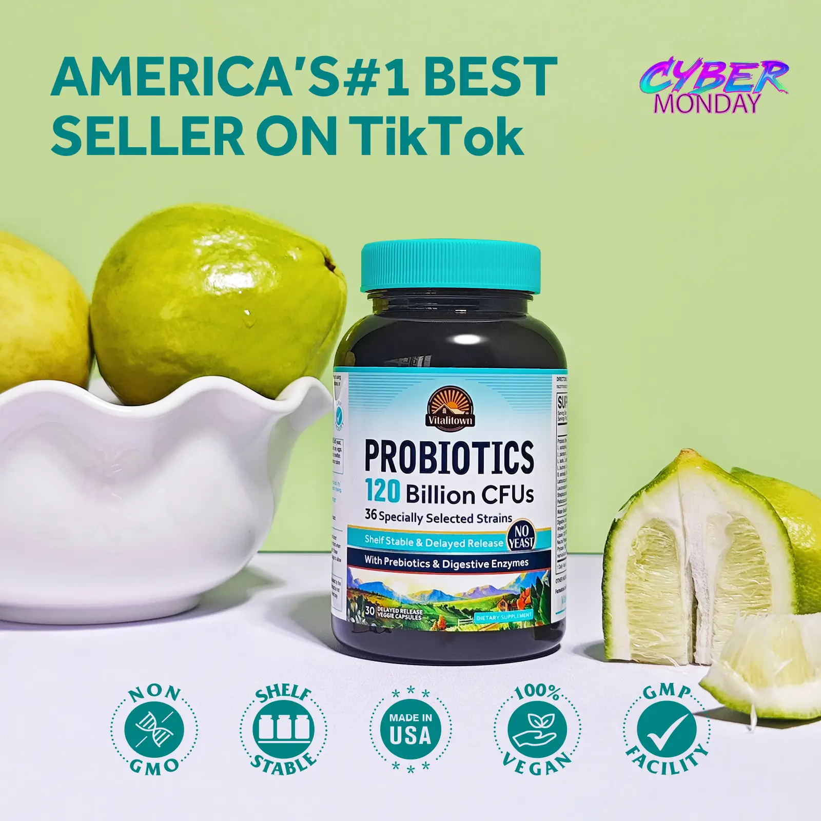 Digestive Enzymes Probiotics,Promotes Immune System&Digestive Health,120 Billion...