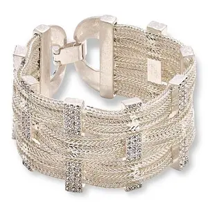 MarlaWynne Crystal-Accented Multi-Layered Wheat Chain Bracelet