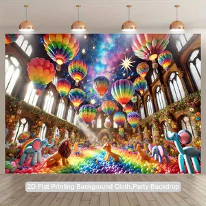 2D Flat, 1pc Balloon Animal 2D Wall Mural Tapestry - Vibrant Giraffe, Elephant,,, Rainbow Balloons & Balloon Arch Design - Easy Peel & Stick Photo Backdrop, 2D Flat, Balloon Background, Balloons Backdrop Decoration, Backdrop Balloons, Balloon Backdrop,