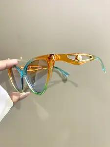 Women's Cat Eye Glasses, Minimalist Stylish and Trendy Eyewear, Novelty Hollow Frame Leg Eyeglasses with Pearl Decorations, Casual Fashion Frames