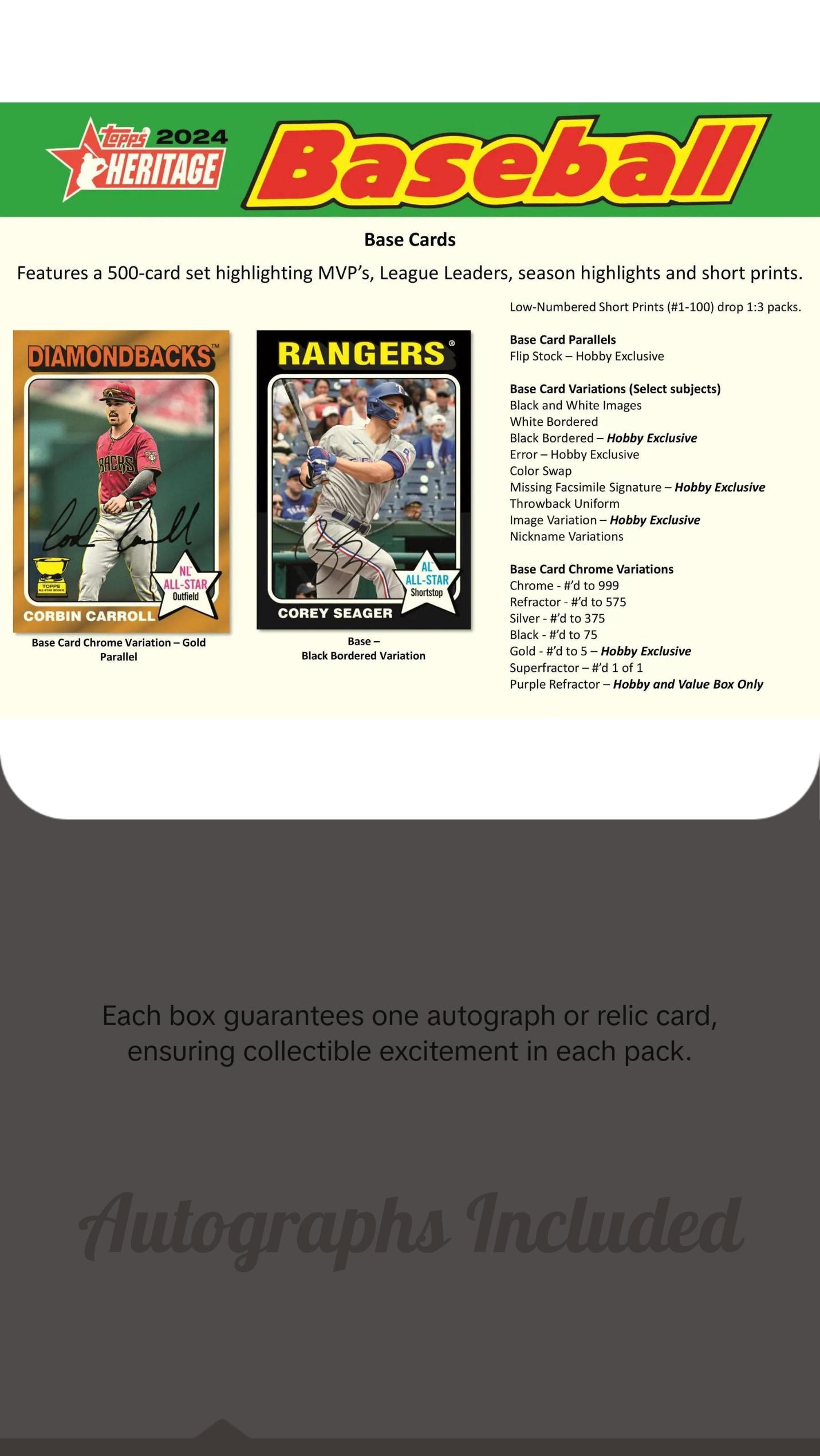 2024 Topps Heritage Baseball Hobby Pack