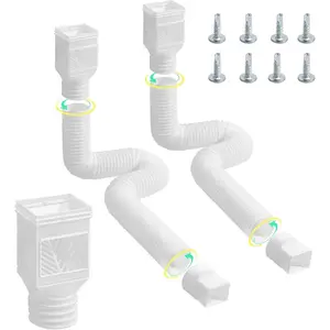 VEVOR HC3003G2 Rain 2 - Pack Flexible Downspout, Spout Drain Extendable from 22 to 63, Gutter Extensions with Adapters, for Rainwater Drainage, BrownVEVOR Super Brand Day