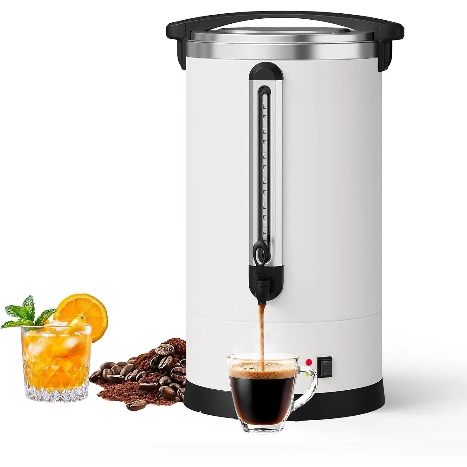 Large Capacity Commercial Coffee Urn - 120-Cup 18L Stainless Steel Coffee Machine with Double-Wall Insulation, High Volume Use for Events, Buffet Server Warmer & Hot Water Dispenser Functionality