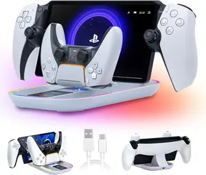 PS5 Portal Charging Station for Playstation Portal Remote Player and PS5 Controller with Charging Cable and RGB Light, Charge Stand Holder Accessories for Playstation Portal