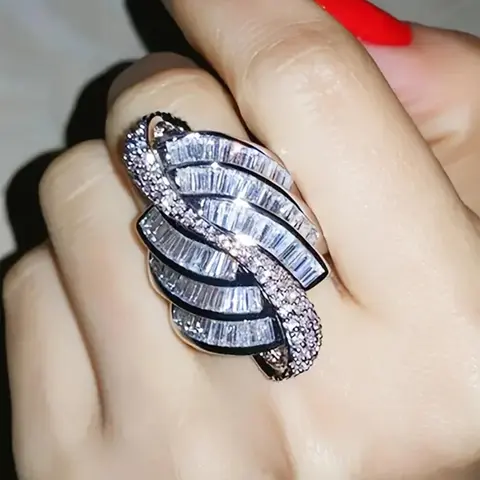 Rhinestone Decorated Ring, Fashion Copper Accessories for Women, Elegant Jewelry for Party, Daily Clothing Decor, Trendy All-match & Exquisite Jewelry for Birthday Gift, Zirconia Inlaid Heart, Cubic Zirconia Rings, Beautiful Rings