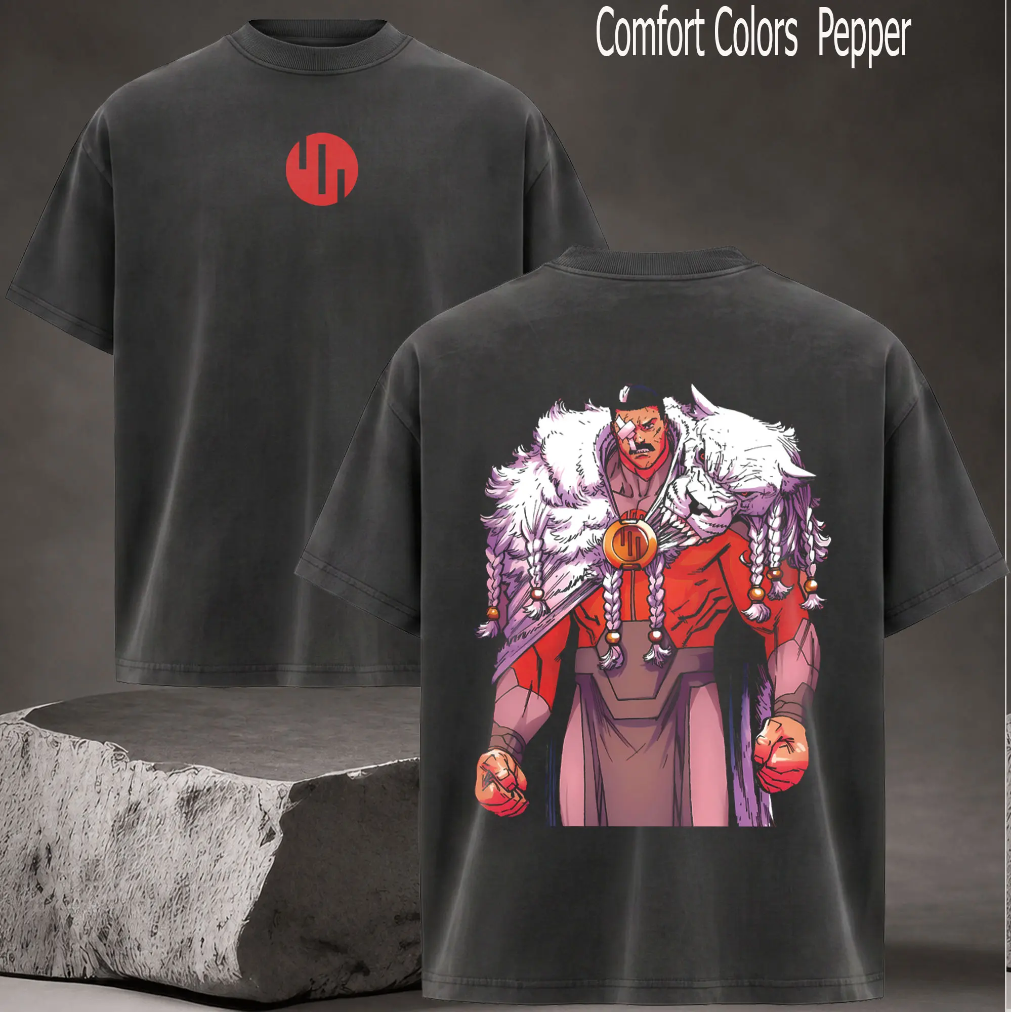 "Thragg The Conqueror" Viltrumite War - Invincible Superhero War Comics Edition Double Print Lightweight Acid Washed Tee  Sweater Graphic Design Top Cotton Streetwear Comic T-Shirt Clothes Menswear Womenswear