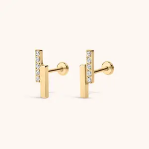 Pave Lightning Bar Nap Earrings