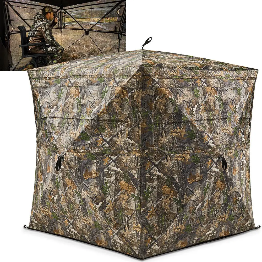 [Amazing Offer] TideWe See Through Hunting Blind, 3-4 Person Pop Up Ground Deer Blind Camping Tents Blind Hiking Blind Tents Hiking Equipment