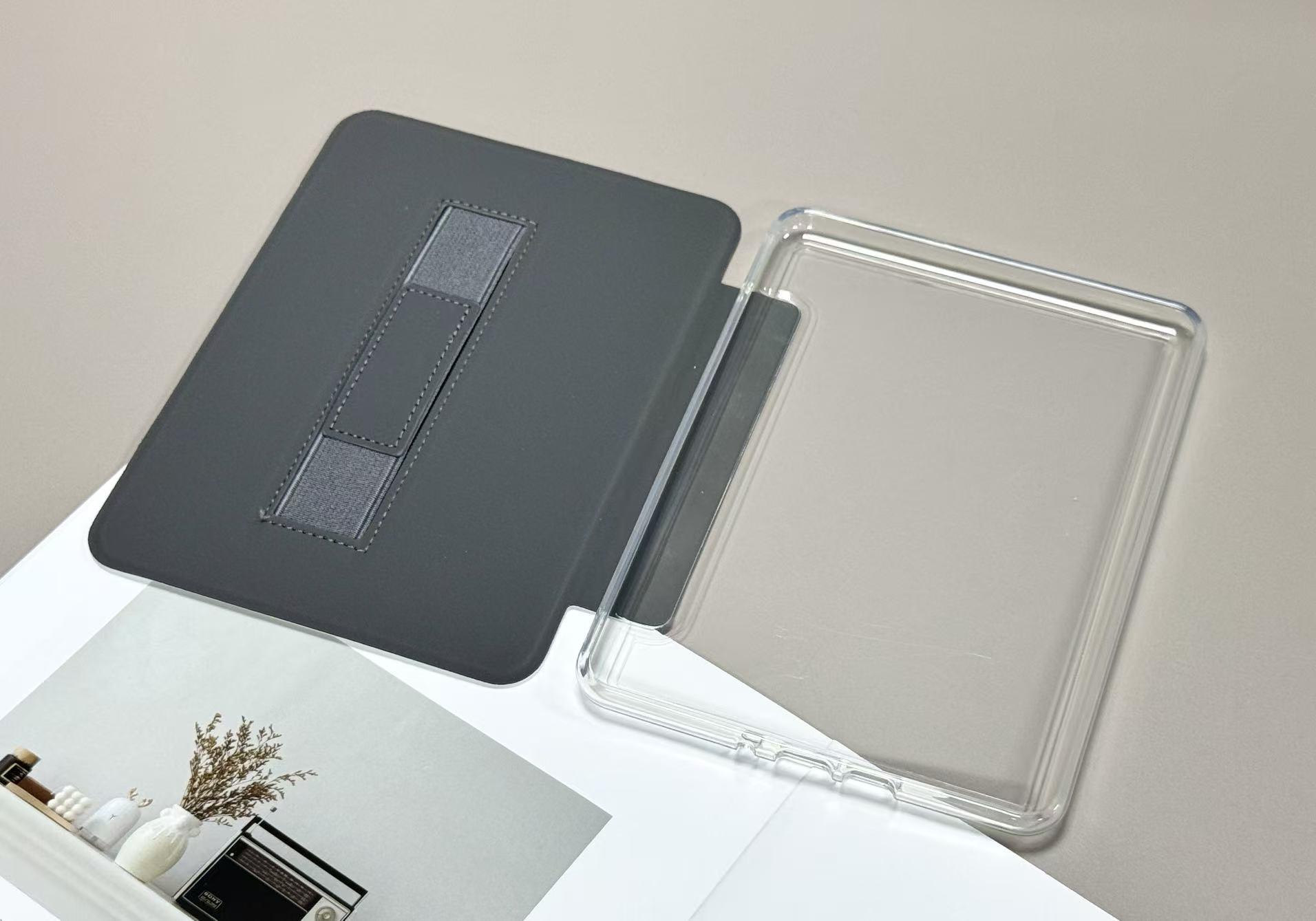 4th Wing PU Leather Case with Handle for Kindle Paperwhite (12th Gen 7.0", 11th Gen 6.8") & 6.0" Kindle Tablet Reader, Clear TPU Back, Automatic Sleep/Wake Function, Durable Accessory Pouch