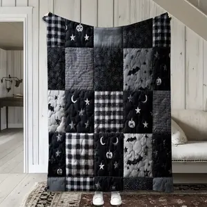 Best Birthday Gift for Goth Lovers Black and White Checkerboard Flannel Blanket Machine Washable Super Soft Warm Plush Throw for Home Decor