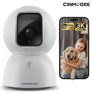 CINMOORE CB2U 5PM/3K 2.4GHz & 5GHz WiFi Indoor Security Camera 360° Pan-Tilt AI Motion Detection Two-Way Audio Night Vision Clear Monitoring Recording Bab