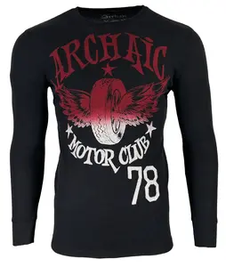 Archaic by Affliction Men's Thermal Shirt FLYING RACER Black