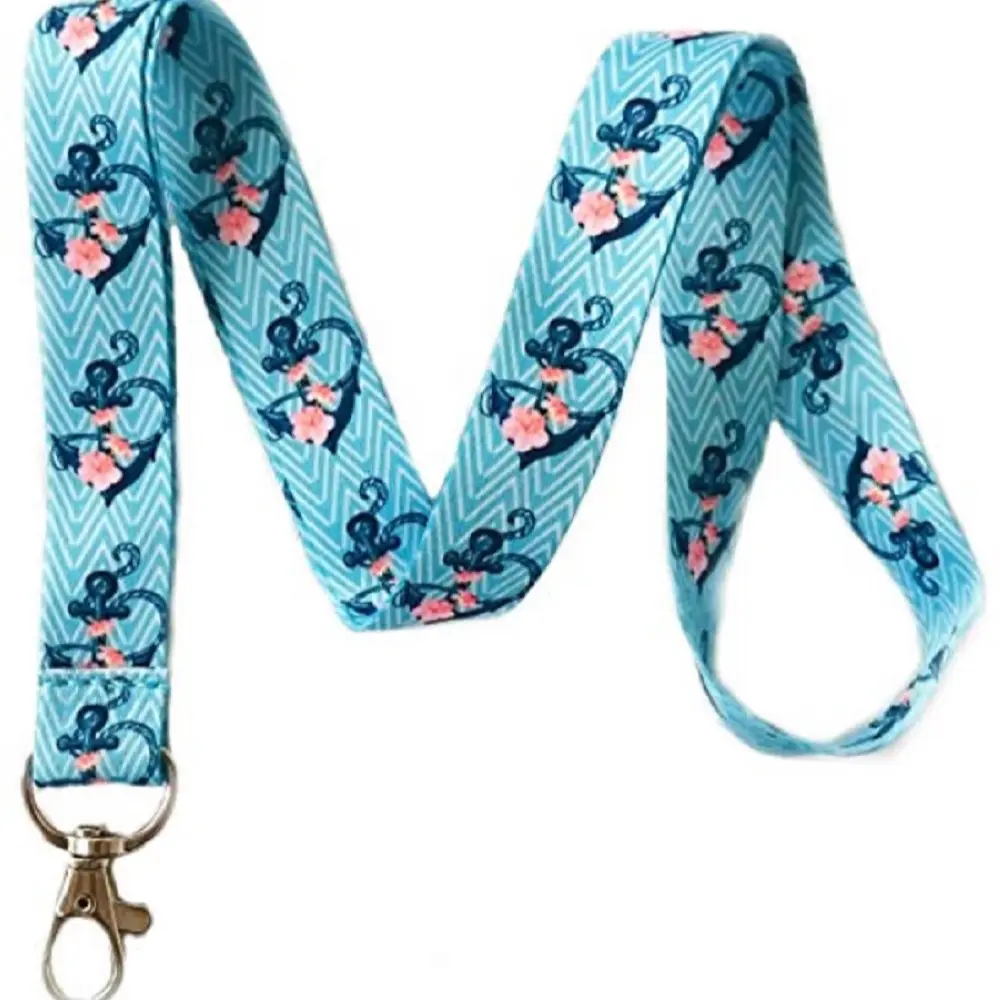 Execucat ID Card Lanyard - Anchor and Blossoms Design, ID Badge Holder, Keychain Lanyard For Id Badge Name Tag Lanyards Cruise Lanyards