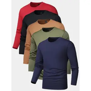 Men's Long Sleeve Crewneck Tee, Men's Clothing, Regular Fit Round Neck T-shirt Clothing  Shirts for Fall, Fall Outfits 2025, Back To School Clothes, Men's Streetwear Knit Tops for Outdoor, Men's Clothing, Menswear Casual Tshirt