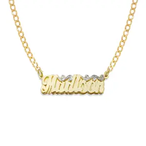 Script Gold Double Nameplate Necklace