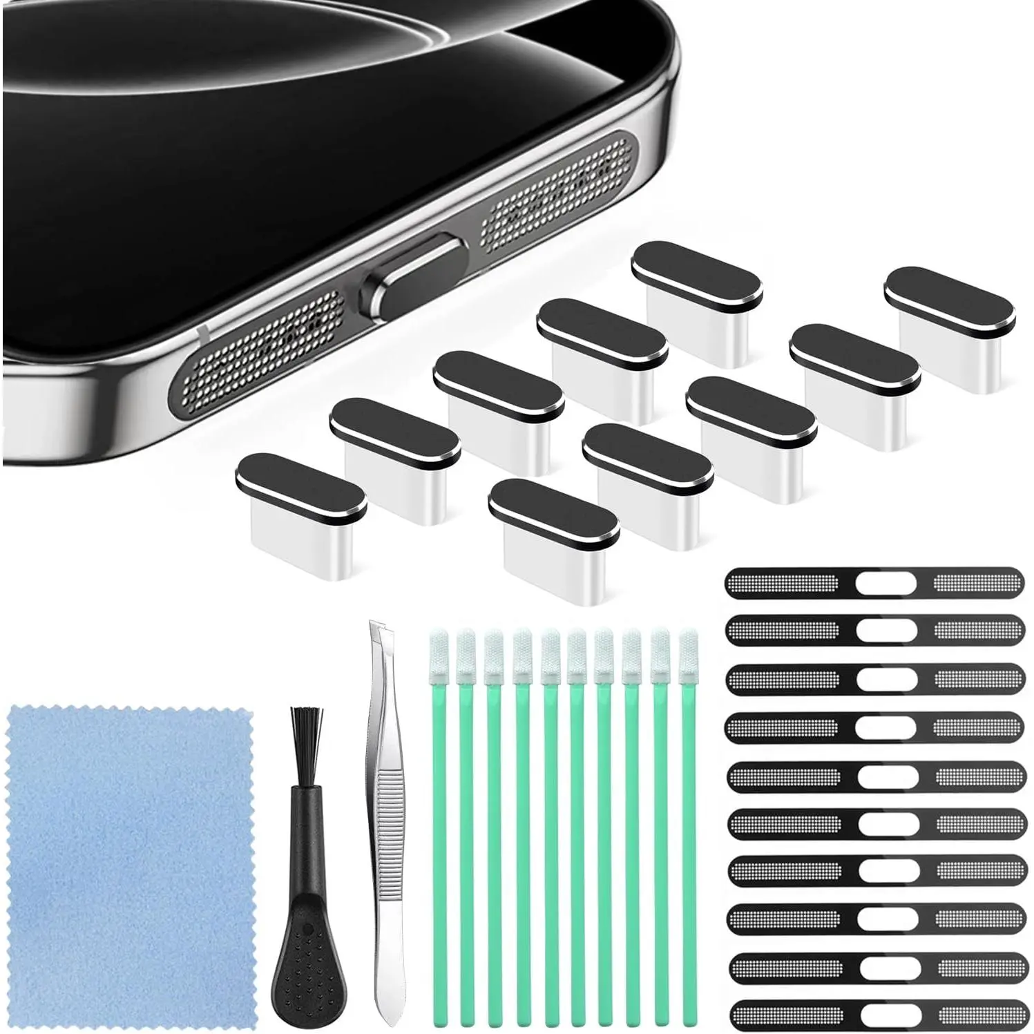 USB C Dust Plug, 10 Pack USB C Port Cover, Phone Speaker Dust Cover and Type C  Port Plug Protector Cover for  15/  16/16 Pro/16 Pro Max,  17