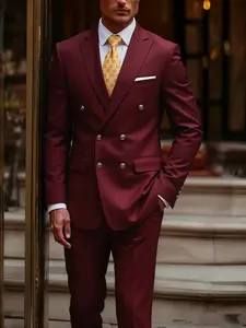 Men's 2pcs Suit, Blazer + Trousers, Groom Business Attire, Stylish and Elegant, Premium Quality for Weddings, Work, and Parties