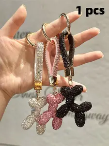 Luxury Detachable Keychain with Diamond Design, Elegant Balloon Dog Charm, Handmade Car Key Fob, Perfect Gift for Couples, Stylish Keychain