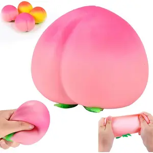 Peach Squishies Slow Rising Stress Relief Toy, Realistic Peach Shaped Fruit Squeezable Balls, Big Squeezable Peaches,Soft Flexible Fidget Toys Decompression Gift for Adults