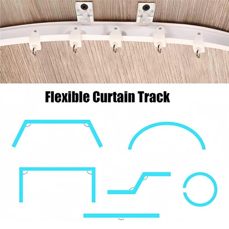 Flexible Curtain Track Kit, 5m Curtain Rail with Accessories, Adjustable Curtain Rods, Curtain Rod Bracket, Easy To Install Curtain Rail System for Home and Hospital Use