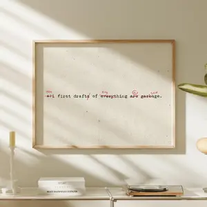 [SALE UP TO 40%] PHYSICAL PRINTS The First Draft Of Anything Is Shit Print Writer Wall Art Funny Office Decor Editor Gift Quote Poster