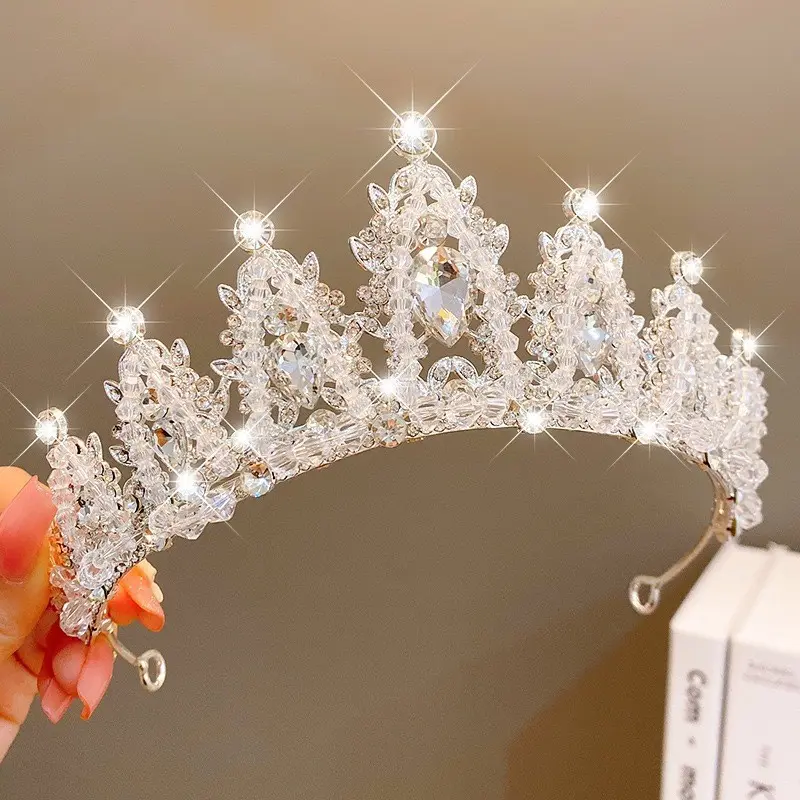 Tiara Butterfly Princess Crown Gold Pearl Headband Rhinestone Hairpiece Bridal Hair Accessories for Wedding Bridal Prom Birthday Party Cosplay