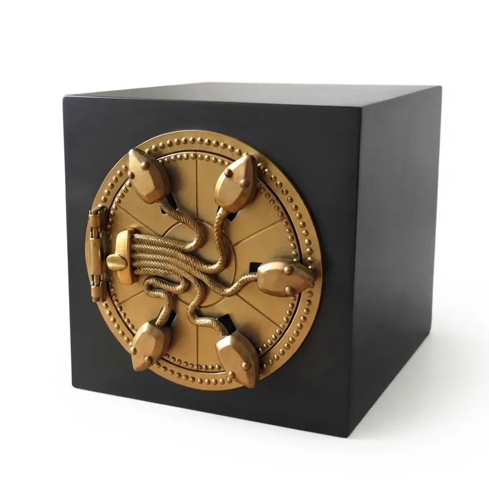 Ancient Serpent Gate Interactive Mechanical Display Box with LED Ambient Light & Piano Melody, Hidden Chamber Fantasy Collectible Desk Decor, Gear-Driven Mechanical Opening with Concealed Keepsake Compartment, Gift for Fantasy Lovers