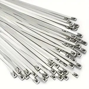 Metal Zip Tie Straps 11.8 Inch (30 Cm), 100 Pack Stainless Steel Cable Ties for Mechanics Vehicles Farms Outdoor Use