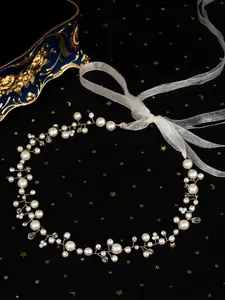 Rhinestone Decorated Pearl Headband, Elegant Bridal Headwear for Wedding Bridal Party Formal Occasions, Fashion Hair Accessories for Women