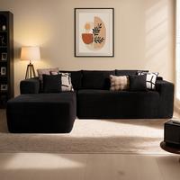 Black Corduroy Left Chaise