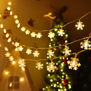 Battery Powered LED Snowflake String Lights, 40/20/10 Leds, Warm Light/multicolor, Ideal for Festive Celebrations