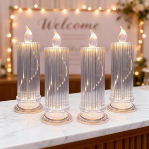 4-Piece Set Creative Refractive Diamond LED Electronic Candle Lights Perfect for living rooms, bedrooms, bars, weddings, Christmas decorations, birthdays, parties Ideal for family gatherings Dining table centerpiece decoration