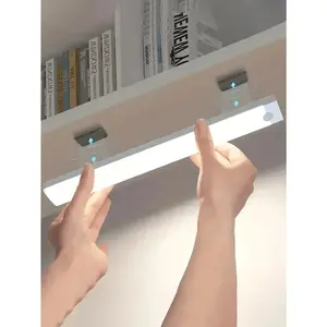 1 piece 10/20/30/50cm USB White LED Strip Light - Great for Cabinets, Wardrobes and Hallways, Wireless Motion Sensor Led Strip Light Under Cabinet Lighting, Rechargeable Magnetic Night Light for Hallway Kitchen Cabinet Shelf Wardrobe Room Decor